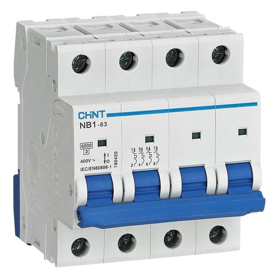 Автоматический выключатель NB1-63 4P 6A 6кА х-ка B (DB) Chint