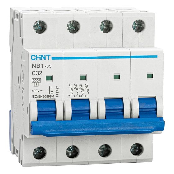 Автоматический выключатель NB1-63 4P 32A 6кА х-ка C (DB) Chint