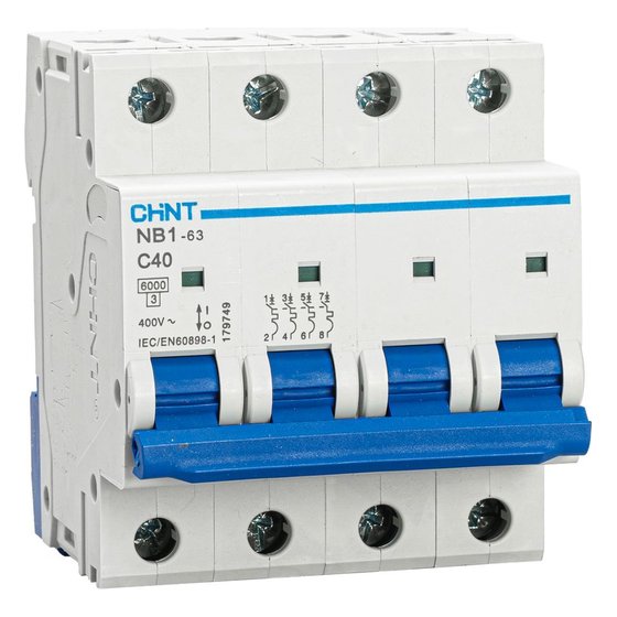 Автоматический выключатель NB1-63 4P 40A 6кА х-ка C (DB) Chint
