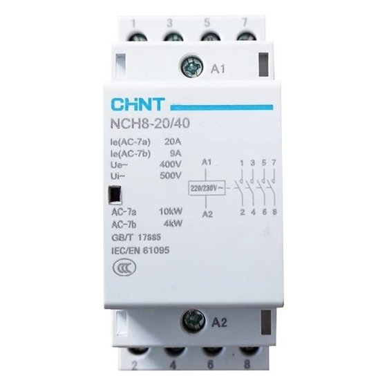Контактор модульный NCH8-20/40 20A 4НО AC24В, 50Гц Chint