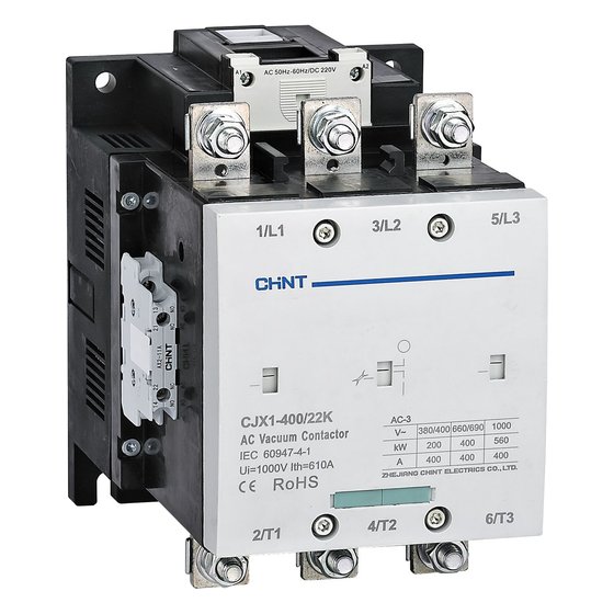 Контактор вакуумный CJX1-400/22K 400А(АС3) 2НО+2НЗ AC/DC 220В 50/60Гц Chint