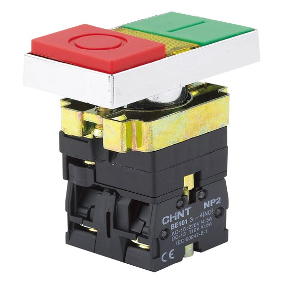 Двойная кнопка "Пуск-Стоп" NP2-EL8325 1НО+1НЗ AC230В IP40 Chint