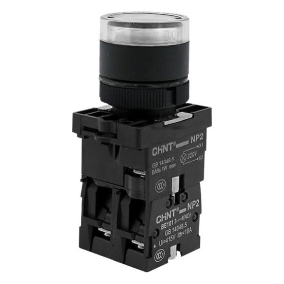 Кнопка управления NP2-EW3165 1НО+1НЗ белая AC/DC230В(LED), IP40 Chint