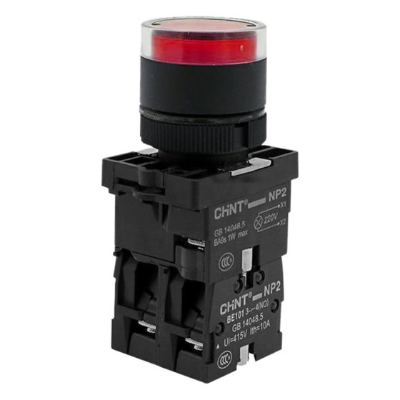 Кнопка управления NP2-EW3465 1НО+1НЗ красная AC/DC230В(LED), IP40 Chint