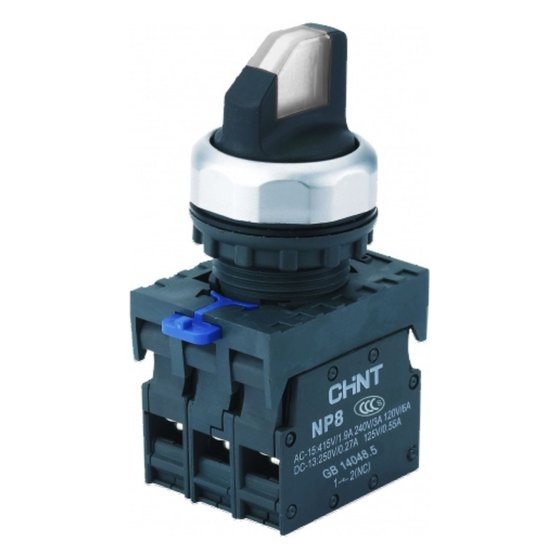 Переключатель подсвет. NP8-02XD/214, 2 полож. фикс., зелен., AC110-230В(LED) 2НО, IP65 Chint